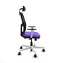 Chaise Alfera Synchrone/Traslack Maille/tissu Violet Maille Noir Structure polyamide blanc Accoudoirs noirs et blancs Appui-tête 2D Roulettes 65mm nylon