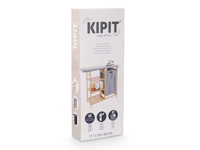 Kipit Planche à repasser en bambou avec tiroirs, crème, 89 x 12 x 34 cm Kipit Planche à repasser en bambou avec tiroirs, crème, 89 x 12 x 34 cm