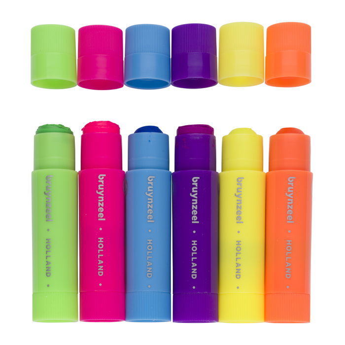 Bruynzeel Set de tempéras en barre néon, 6 couleurs Bruynzeel Set de tempéras en barre néon, 6 couleurs