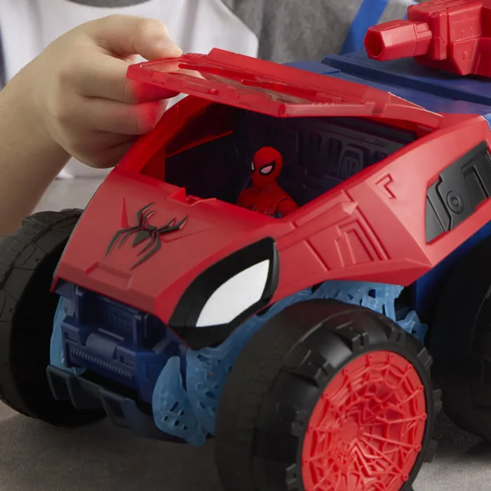 Hasbro Spiderman Super tank à mâchoire 2-en-1, coffret de figurines de 11,5 cm avec véhicule