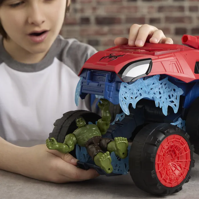 Hasbro Spiderman Super tank à mâchoire 2-en-1, coffret de figurines de 11,5 cm avec véhicule
