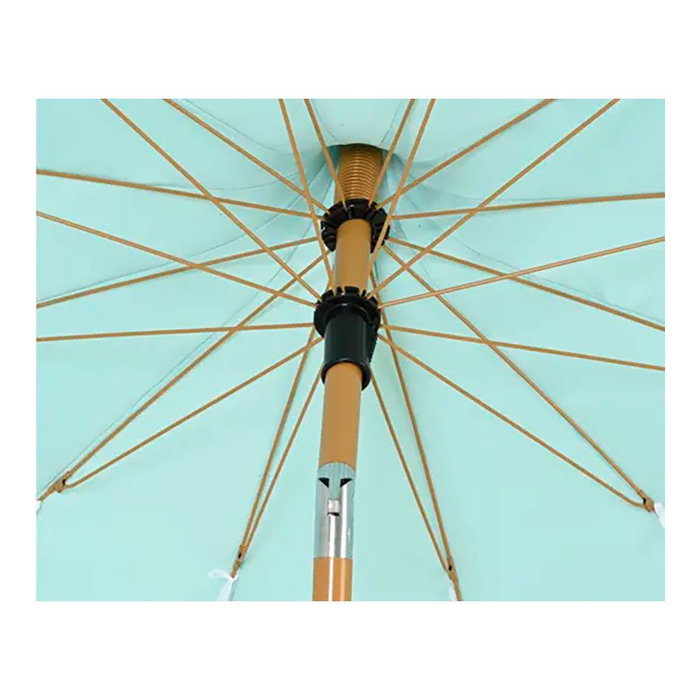 Outdoor Living By Decoris Parasol réglable vert d'eau bordure corail Ø195 x 215 cm avec protection UV30+, pliable