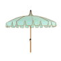 Outdoor Living By Decoris Parasol réglable vert d'eau bordure corail Ø195 x 215 cm avec protection UV30+, pliable