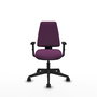 Chaise Elche Asynchrone Cuir écologique Pourpre Base pyramidale noire Accoudoir 1D Sans appui-tête Roulettes 65mm nylon