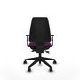 Chaise Elche Asynchrone Cuir écologique Pourpre Base pyramidale noire Accoudoir 1D Sans appui-tête Roulettes 65mm nylon