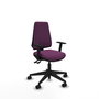 Chaise Elche Asynchrone Cuir écologique Pourpre Base pyramidale noire Accoudoir 1D Sans appui-tête Roulettes 65mm nylon