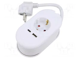 PLASTROL Rallonge réseau H05VV-F 3G1,5mm² 1,5m blanc
