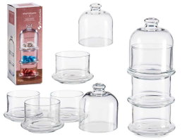 Pasabahce Bombonera Empilable Pâtisserie 3 Hauteurs - Verre Transparent 9x22x9 cm - Capacité 3x230 ml (Set de 6)