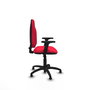 Chaise de bureau Algarra avec mécanisme de contact permanent de base, recouverte de tissu rouge. Équipée d'une base en polyamide noir, d'accoudoirs 2D et de butées