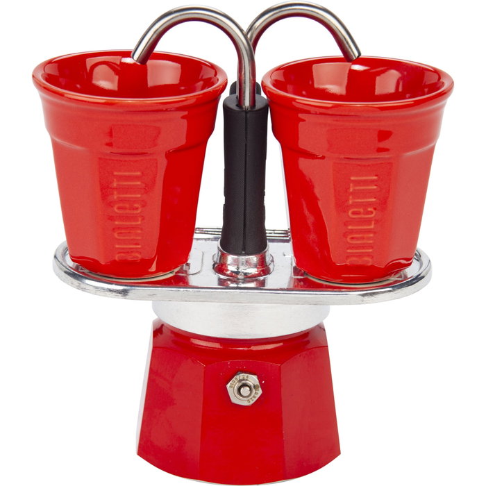 Bialetti Set Mini-express Inox / Rouge avec 2 tasses