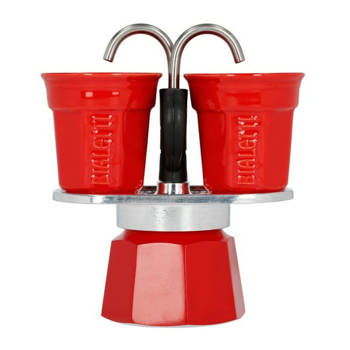 Bialetti Mini-express Set cafetière italienne + 2 tasses Inox / Rouge