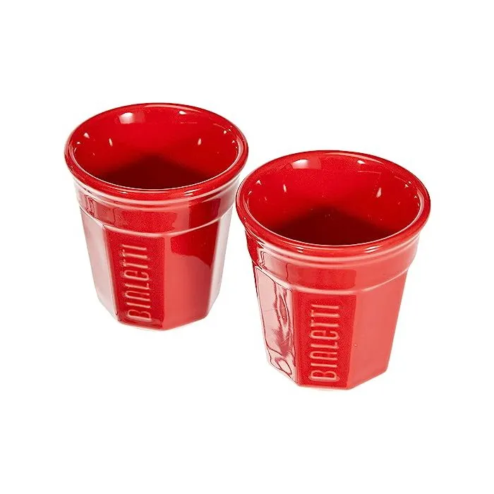 Bialetti Set Cafetière Italienne Mini-Express Rouge Inox avec 2 Tasses à Espresso pour Pause Café Bialetti Set Cafetière Italienne Mini-Express Rouge Inox avec 2 Tasses à Espresso pour Pause Café