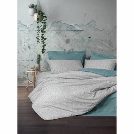 Parure de housse de couette 100% coton renforcé Menthe 220 x 240 cm, 3 pièces