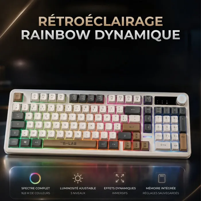 The G-Lab KEYZ CAESIUM EX Clavier Gamer Membrane Rainbow The G-Lab KEYZ CAESIUM EX Clavier Gamer Membrane Rainbow