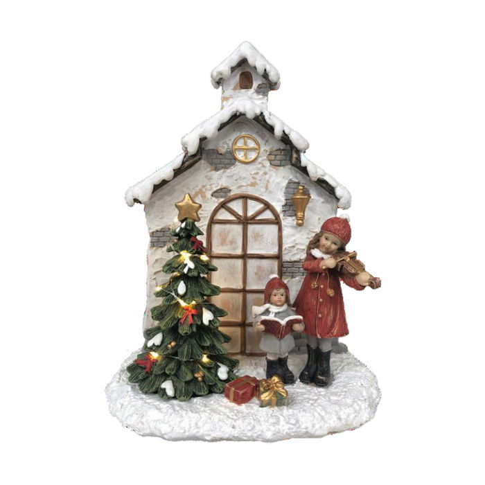 Décorations de Noël DKD Home Decor Résine Maison (16,5 x 9 x 21 cm) (2 Unités)