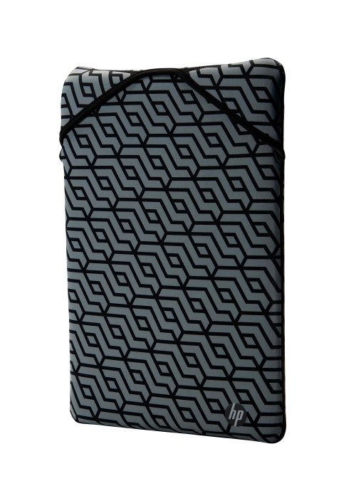 HP Housse de protection réversible pour ordinateur portable 14 pouces, Motif géométrique, Noir et Argent