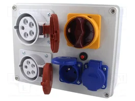PAWBOL Commutateur Mural IP44 en ABS avec Prises 250V et CEE 16A/32A 400V 5P