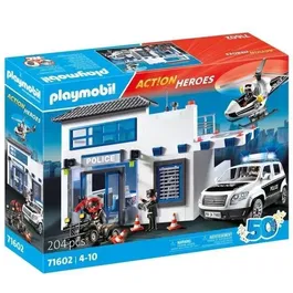 Playmobil 71602 - Poste de police et véhicules, Les Policiers, Set de 159 pièces, pour enfants dès 4 ans