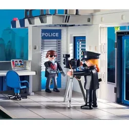 Playmobil 71602 - Poste de police et véhicules, Les Policiers, Set de 159 pièces, pour enfants dès 4 ans