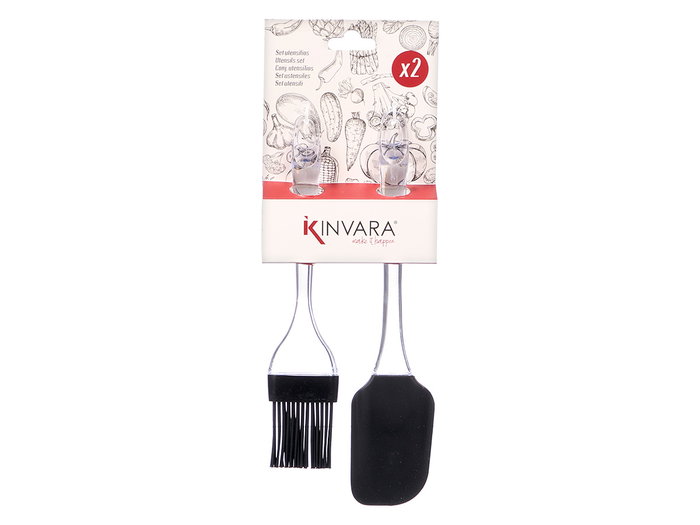 Kinvara Lot de 2 ustensiles de cuisine en silicone avec pinceau et spatule 11 x 30,5 x 3 cm (Set de 24)