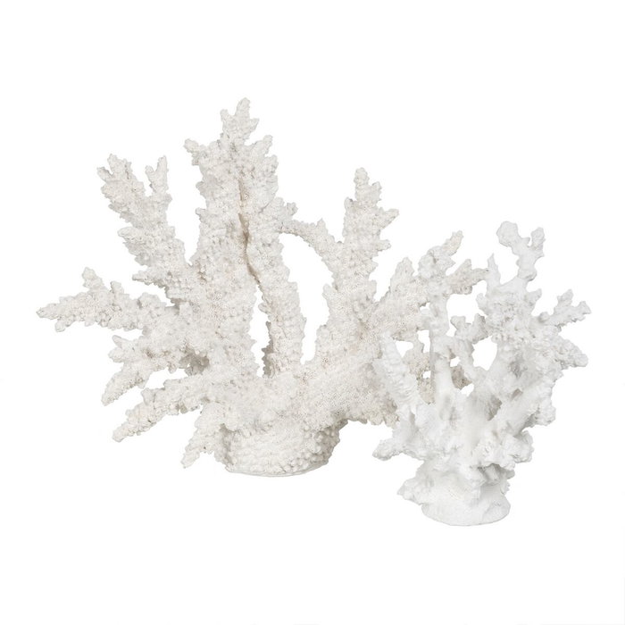 BigBuy Home Figurine Décorative Corail Blanc en Résine