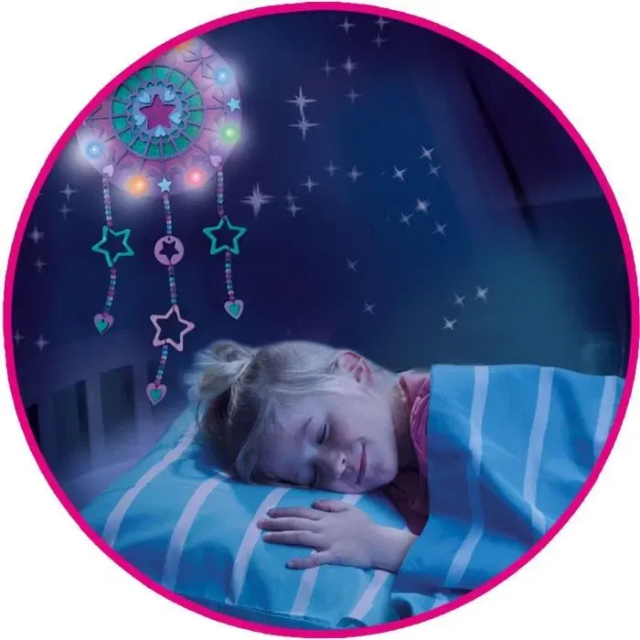 SES CREATIVE - Kit de création attrape-rêves galaxie lumineuse pour chambre d'enfant - Décoration murale en bois à assembler et peindre