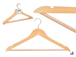 KIPIT Set de 24 perchas en madera natural marron