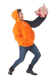 BigBuy Carnival Déguisement Halloween Tête de Cochon Orange Taille L