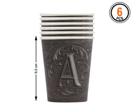 Verres en carton 9,5cm Lettre Gothique « A » 6 unités