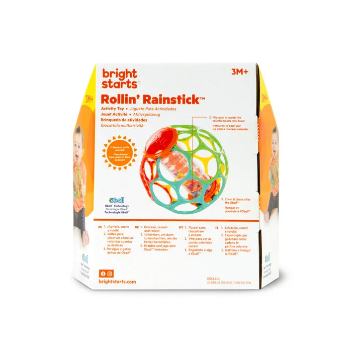 Bright Starts Oball Hochet pour bébé - Rollin' Rainstick, Bâton de pluie avec perles multicolores et sons d'eau ludiques, Jouet d'éveil de 3 à 36 mois Bright Starts Oball Hochet pour bébé - Rollin' Rainstick, Bâton de pluie avec perles multicolores et sons d'eau ludiques, Jouet d'éveil de 3 à 36 mois