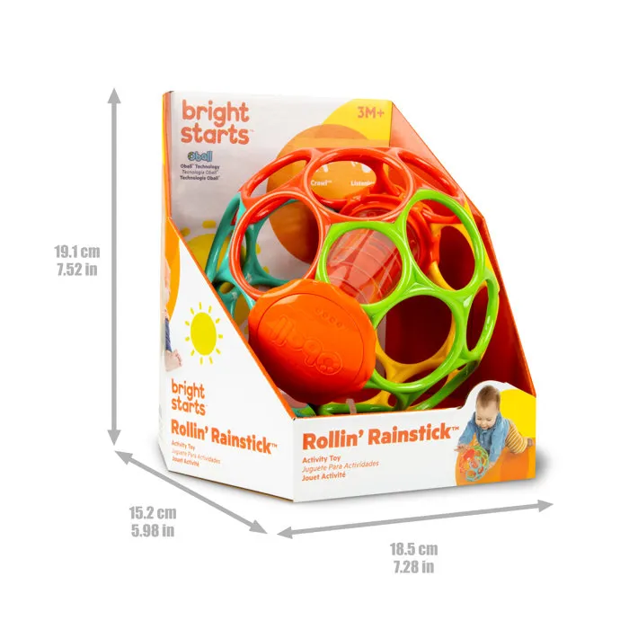 Bright Starts Oball Hochet pour bébé - Rollin' Rainstick, Bâton de pluie avec perles multicolores et sons d'eau ludiques, Jouet d'éveil de 3 à 36 mois Bright Starts Oball Hochet pour bébé - Rollin' Rainstick, Bâton de pluie avec perles multicolores et sons d'eau ludiques, Jouet d'éveil de 3 à 36 mois