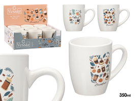 VESSIA Lot de 27 tasses de petit-déjeuner en porcelaine blanche 350ml