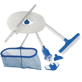 Intex Kit d'Entretien pour Piscine Hors Sol Vac+ 28003 - Aspirateur, Épuisette, Brosse, Manche Télescopique et Tuyau de 7.5 m