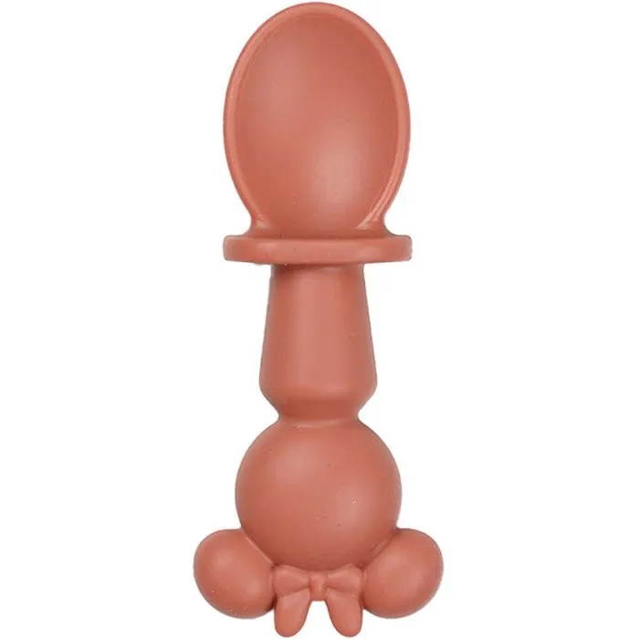 Thermobaby Set de 2 Couverts en Silicone d'Apprentissage MINNIE - 2 PCS, Cuillère et Fourchette Bébé