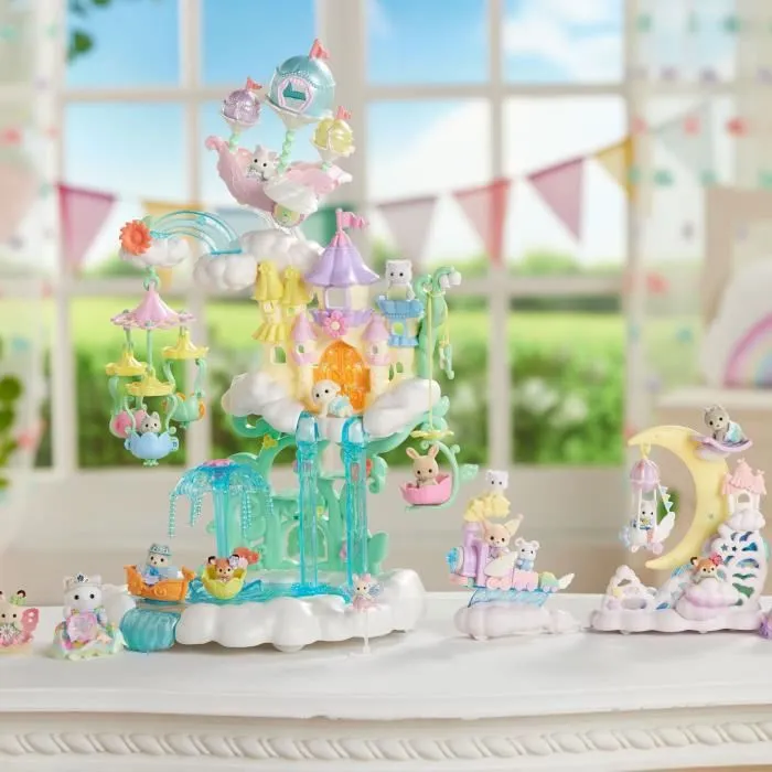 Sylvanian Families - 5816 - La parade des rêves - Jouet train et lune avec bébé Chat Latté - Set créatif pour enfant dès 3 ans