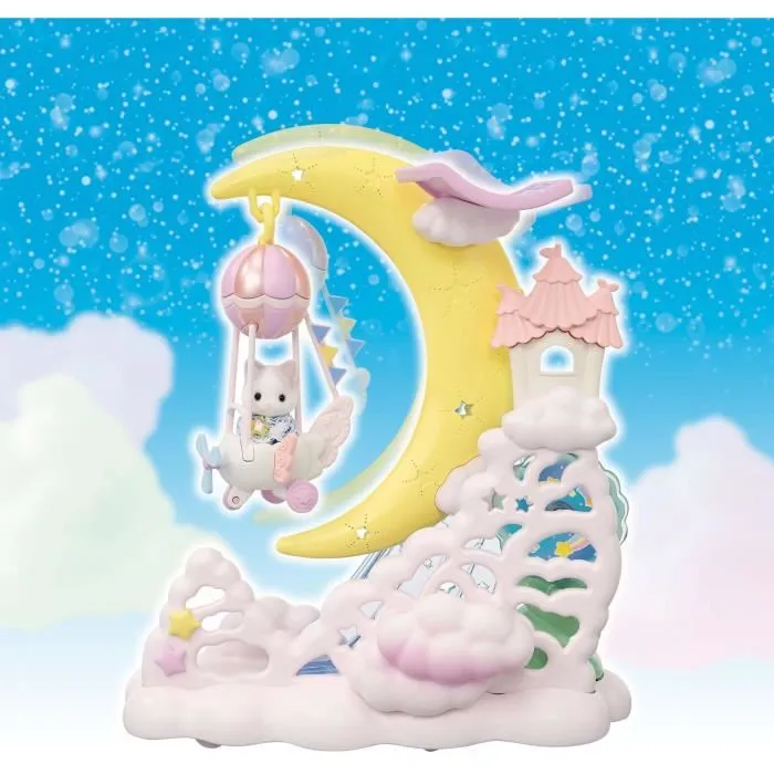 Sylvanian Families - 5816 - La parade des rêves - Jouet train et lune avec bébé Chat Latté - Set créatif pour enfant dès 3 ans