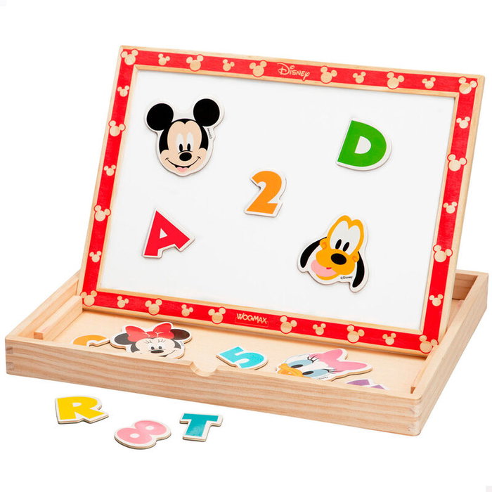 WOOMAX Pizarra magnética Disney en madera, 29,5x22 cm, pizarra magnética con 48 piezas, a partir de 4 años