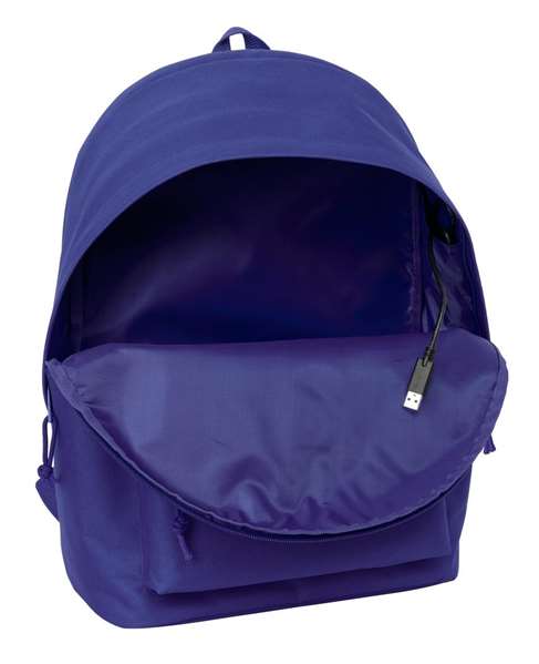 Safta Mochila doble pour ordinateur portable 15,6" avec port USB, sac à dos Teen Dark Blue 31 x 44 x 18 cm