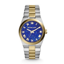 Michael Kors MK5893 avec cadran bleu et bracelet argenté et doré