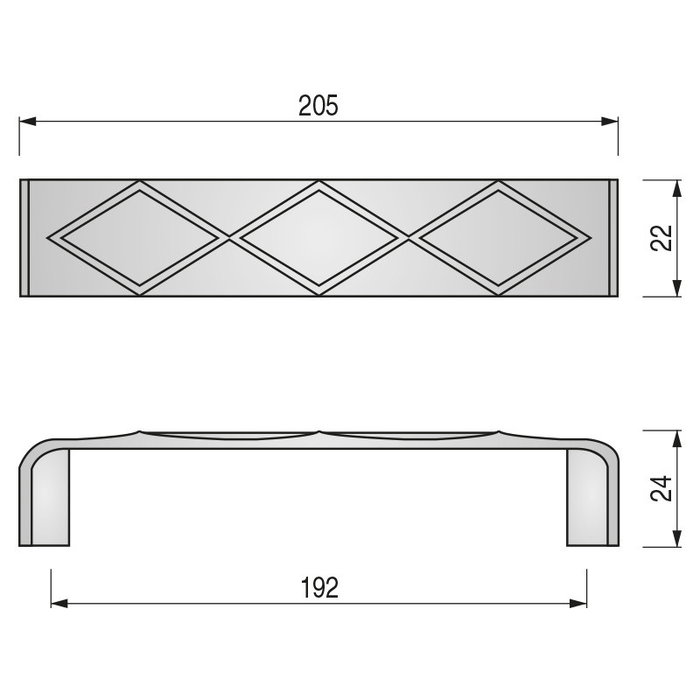 Giusti Poignée de tirage Axos Azamak - Distance entre centres 192 mm - Finition Antica Firenze