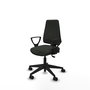 Chaise Elche Asynchrone Tissu Noir Base pyramidale noire Accoudoirs fixes Sans appui-tête Roulettes 65mm nylon