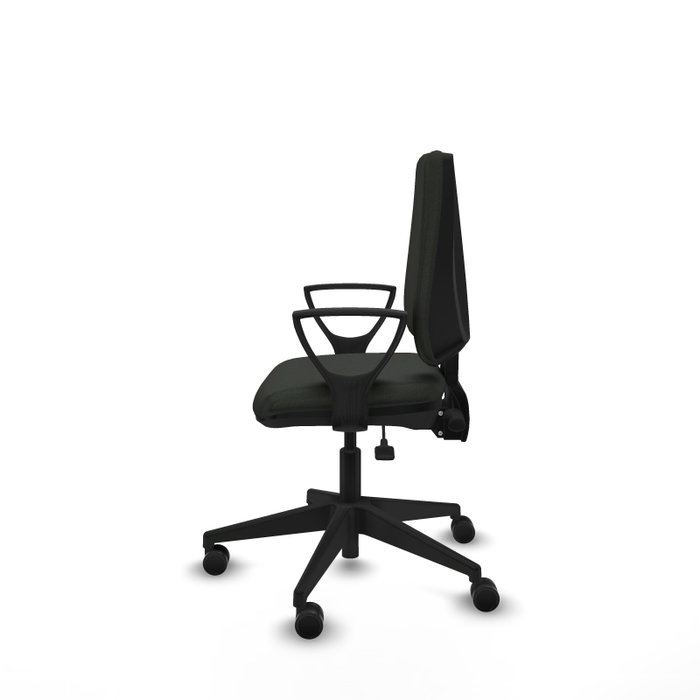 Chaise Elche Asynchrone Tissu Noir Base pyramidale noire Accoudoirs fixes Sans appui-tête Roulettes 65mm nylon Chaise Elche Asynchrone Tissu Noir Base pyramidale noire Accoudoirs fixes Sans appui-tête Roulettes 65mm nylon