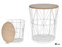 Giftdecor Table Métal Blanc Plateau Bois MDF 40x41x40 cm (Set de 6)