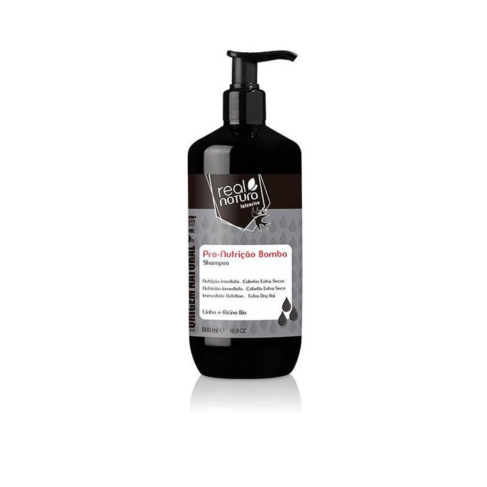 Real Natura Champô Sans Sel Pro-Nutrition Bomba pour Cheveux Secs et Frisés - Nutritif, Sans Parabens - 500 ml Real Natura Champô Sans Sel Pro-Nutrition Bomba pour Cheveux Secs et Frisés - Nutritif, Sans Parabens - 500 ml