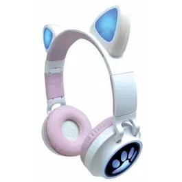 Lexibook Casque audio enfant 2-en-1 Bluetooth 5.0 avec oreilles de chat illuminées - Rose - Pour enfants à partir de 4 ans, compatible carte micro SD, pliable