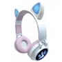 Lexibook Casque audio enfant 2-en-1 Bluetooth 5.0 avec oreilles de chat illuminées - Rose - Pour enfants à partir de 4 ans, compatible carte micro SD, pliable