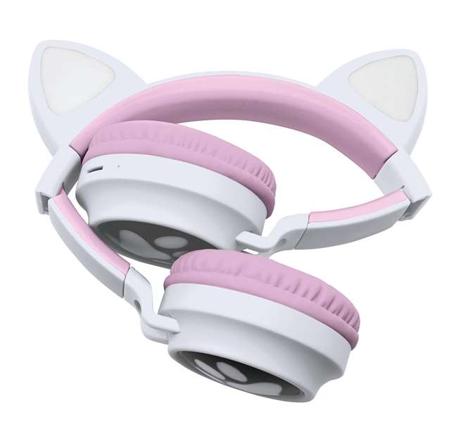 Lexibook Casque Bluetooth 2 en 1 avec Oreilles de Chat et Lumières - Rose