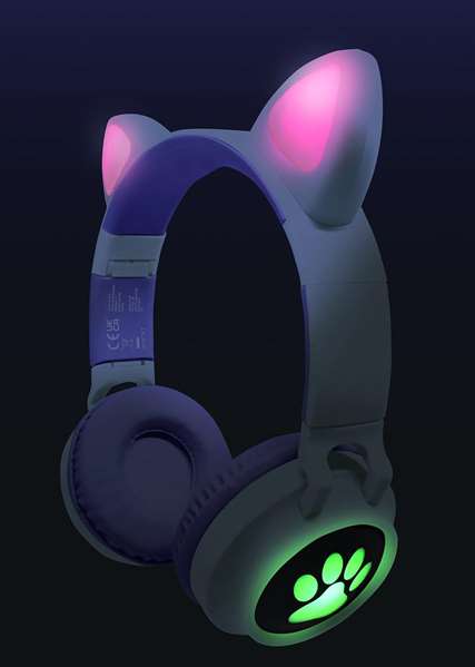 Lexibook Casque Bluetooth 2 en 1 avec Oreilles de Chat et Lumières - Rose