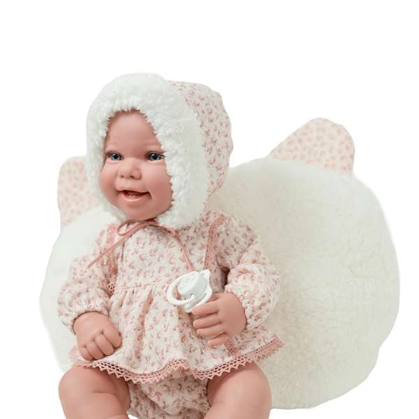 Muñecas Arias Muñeca Elegance Zoe 42 cm Rose avec Coussin - Corps en Vinyle - Fille - 3 ans et plus