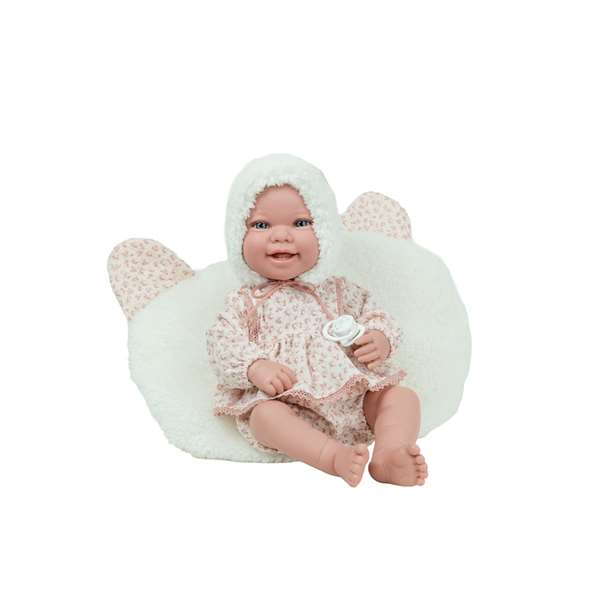 Muñecas Arias Muñeca Elegance Zoe 42 cm Rose avec Coussin - Corps en Vinyle - Fille - 3 ans et plus